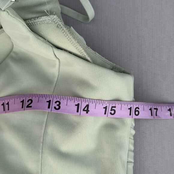 AZAZIE Deandra Stretch Mermaid Pleated Mesh Dress Dusty Sage A8 Long Slit Ruched - Picture 7 of 14